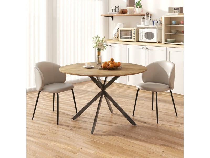 Table à manger ronde ø120 cm pour 4 personnes style industriel coloris chêne - Conforama E