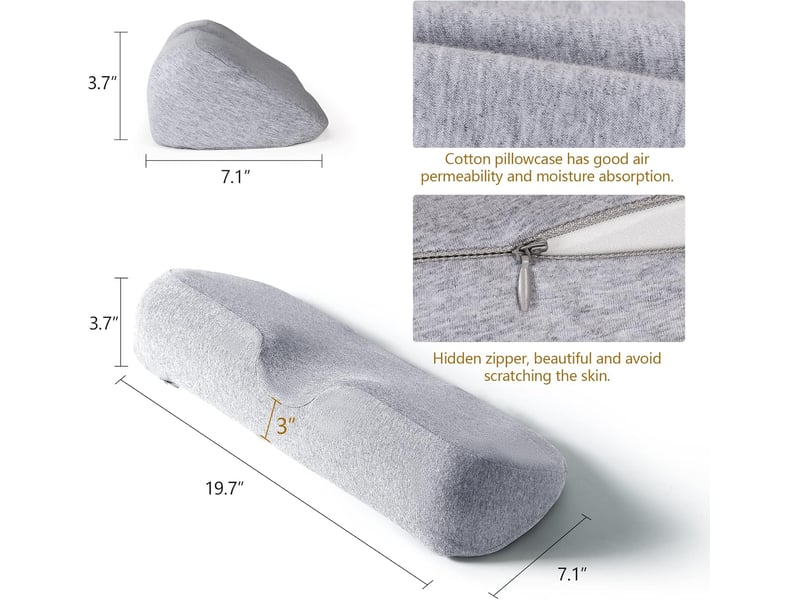 Oreiller cervical en mousse à mémoire de forme – pour dormir et soulager, gris clair, 50x9.5cm - Conforama B