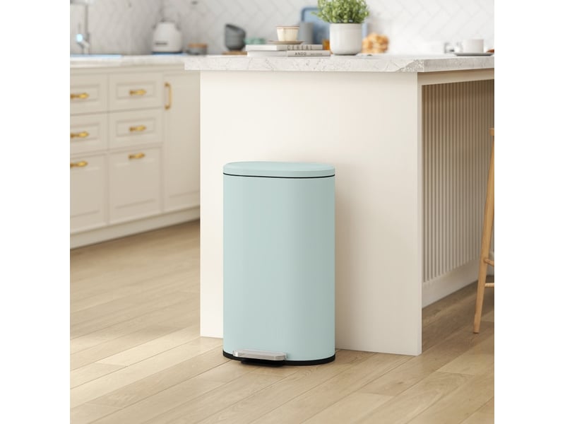  Poubelle de cuisine à pédale 30 l avec couvercle à fermeture amortie, verte  - Conforama B