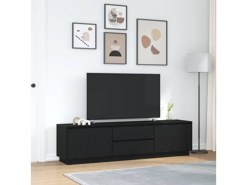  Meuble tv - banc tv - meuble de rangement avec lumières led chêne noir 193,5x41x50 cm  - Conforama D