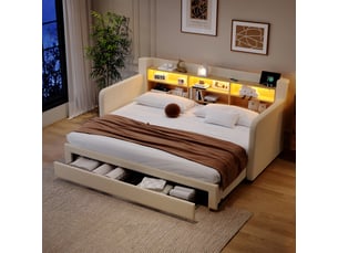 Lit banquette 90x200 cm <strong>MODERNLUXE</strong> <strong></strong> coloris beige