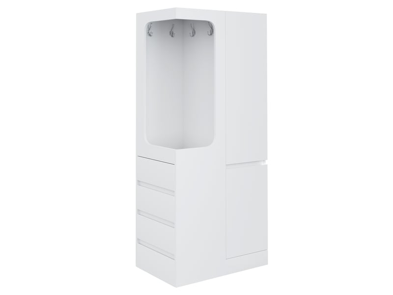  Armoire 1 porte 4 tiroirs avec penderie ouverte 70 x 40 x 170 cm LDB00432AAK - Conforama B