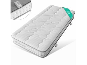 Matelas 90x190 cm FLORAGRACE Ressorts ensachés + mousse soutien Medium épaisseur 15 cm