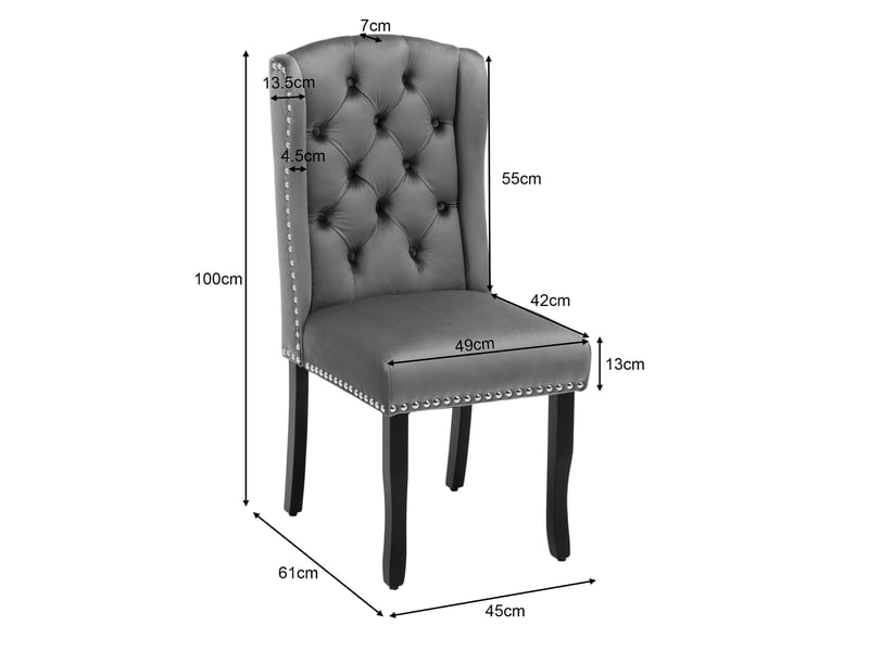  Lot de 6 chaises de salle à manger,avec pieds en chêne,velours,gris  - Conforama C