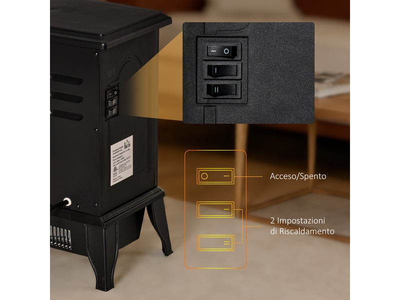  Cheminée électrique portable avec effet flamme, 10002000 w, noire  - Conforama W