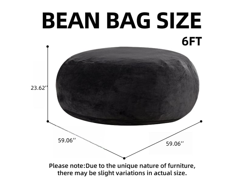  Pouf géant adulte xxl, housse lavable - fauteuil poire confortable, siège de lecture pliable et lit d'appoint pour chambre &amp; balcon  - Conforama B
