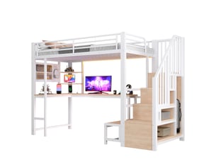 Lit mezzanine 90x200 cm <strong></strong>  <strong></strong> coloris blanc