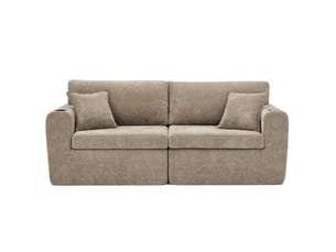 Canapé droit compressé fixe <strong>HAVRYA</strong> <strong></strong> 2 places Tissu marron