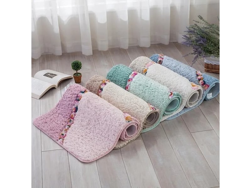  Tapis de bain en microfibre, motif floral - 40 x 60 cm  - Conforama D