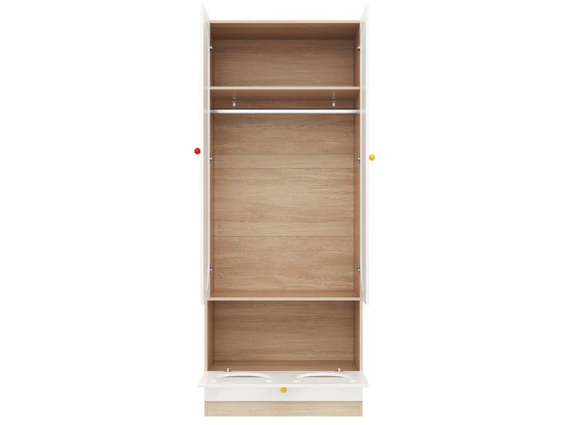  Lot de 2 armoires enfant avec penderie, blanc et naturel, 160x50x200 cm N883P33144243CB - Conforama D