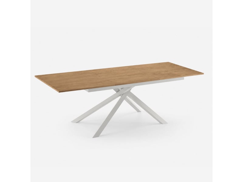  Table extensible en mélaminé structure blanche 140190x90 pluto - chêne  - Conforama C