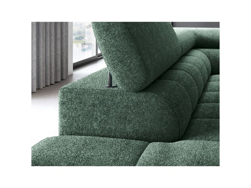 Canapé d'angle gauche convertible vert foncé 5 places ferrum style industriel 276x93x200cm - Conforama C