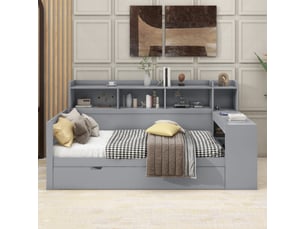 Lit banquette 90x200 cm <strong>OXEZA</strong>  <strong></strong> coloris gris