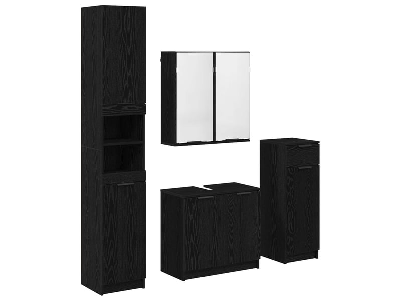 Ensemble de mobilier de salle de bain 4 pc chêne noir cf64515 - Conforama A