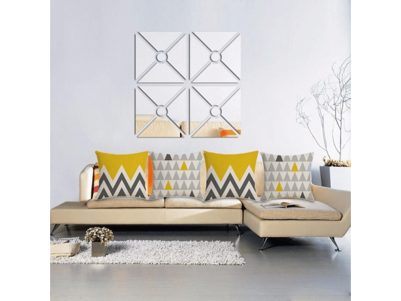  Housse de coussin - paquet de 4 45 x 45 cm nordique unique géométrique ondulé motif triple coin d'oreiller la d'oreiller imprimée bureau chambre, bleu  - Conforama C