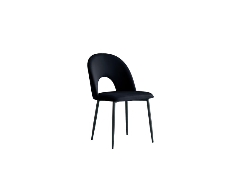  Lot de 4 chaises teddy métal noir velours - noir  - Conforama A