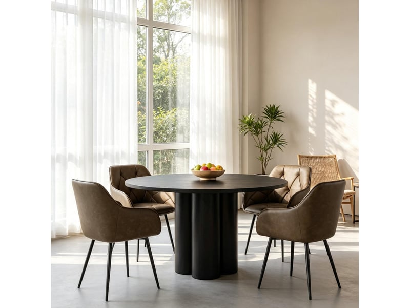  Lot de 2 chaises de salle à manger avec accoudoirs en similicuir marron foncé  - Conforama C