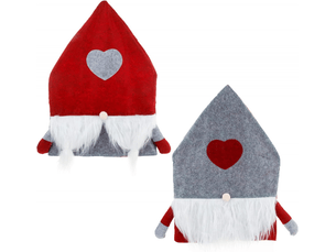 Lot de 2 housses de chaise de noël grises et rouges à motif père noël, housses de chaise décoratives, housses de chaise en forme de cœur, ensemble de hou