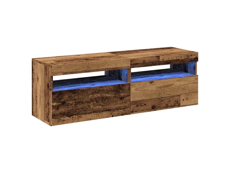  Lot de 2 meuble tv avec lumières led vieux bois bois d'ingénierie  - Conforama D