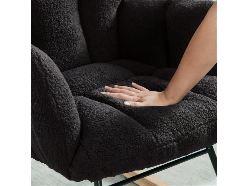  Fauteuil à bascule moderne 69x89x101 cm design scandinave avec pieds en bois et métal  - Conforama W