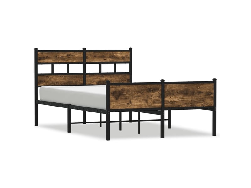  Lit double- lit adulte -  cadre de lit sans matelas chêne fumé 120x190 cm bois ingénierie  - Conforama A