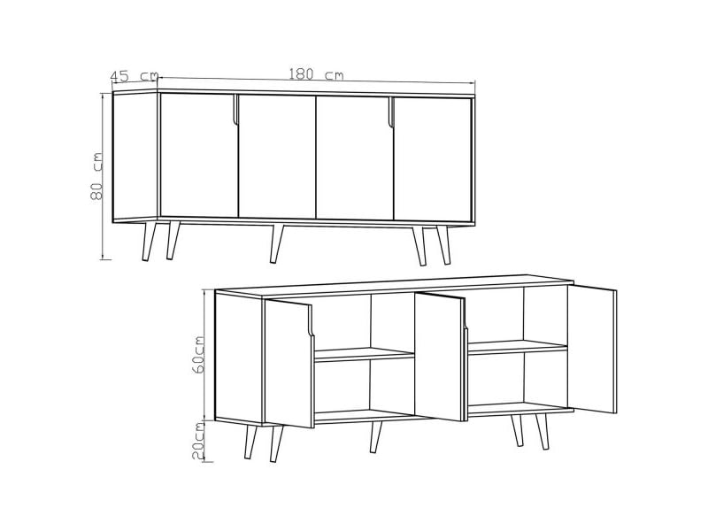  Buffet 4 portes en aggloméré latina modern noyer  - Conforama D