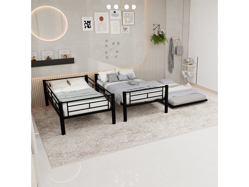  Lit superposé en fer noir 103x196 cm  - Conforama D