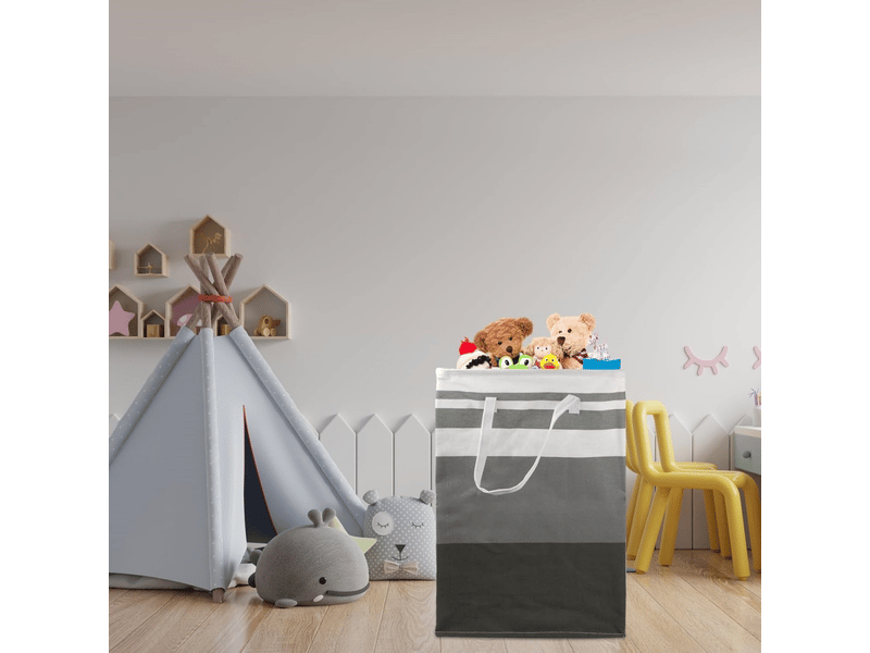 Lot de 2 paniers à linge grands, imperméables et pliables, avec poignées extensibles, 75 l, gris dégradé (linge, jouets)  - Conforama E