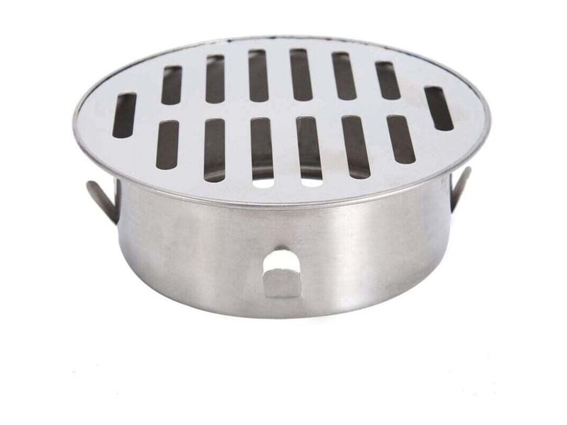 Siphon sol acier inox evier balcon rond anti-obstruction amovible jardin evacuation toit 110 bouche plate - Conforama A