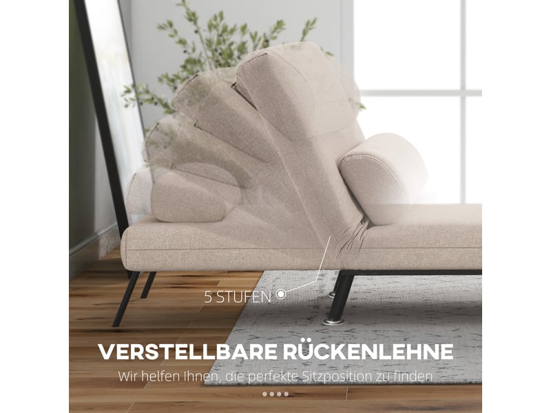  Fauteuil convertible en lit beige effet lin, dossier réglable, assise mousse, couchage une place pour salon et chambre d'amis  - Conforama D