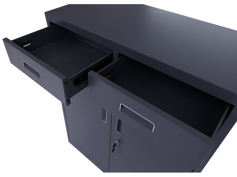  Armoire de rangement en métal avec roulettes pratiques pour bureau 116 x 90 x 40 cm en acier gris foncé 04_0008878  - Conforama D
