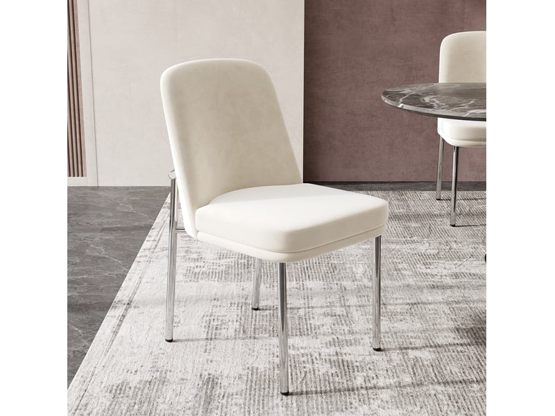  Lot de 6 chaises de salle à manger 42,5x53x82 cm en velours beige, assise rembourrée  - Conforama E