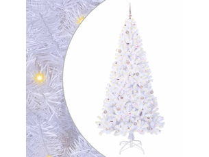 Sapin de noël - arbre de noël artificiel avec 300 led blanc 240 cm pvc et acier