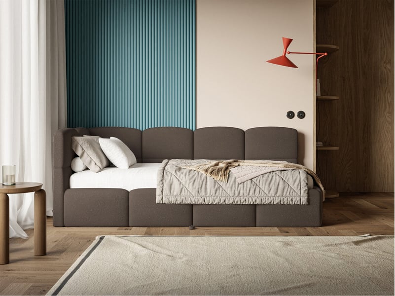  Selsey cloudy - lit rembourré - 170x185 cm - chenille marron - côté gauche Cloudy - Conforama B