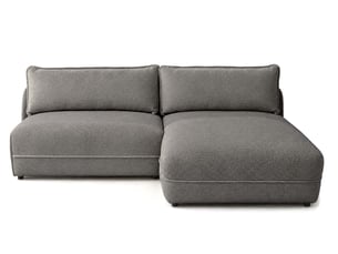 Canapé d'angle droit fixe BESTMOBILIER LUCIEN 4 places Tissu gris avec coffre de rangement
