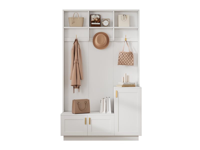  Porte-manteau,avec banc à chaussures ,2 crochets，blanc RN Store - Conforama A