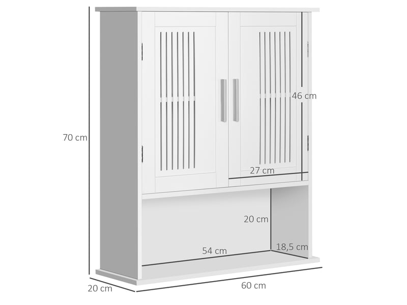  Armoire murale de salle de bain 2 portes étagère réglable mdf blanc 60 x 20 x 70 cm  - Conforama C