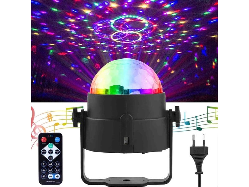  Projecteur led pour fêtes, projecteur de scène rotatif, contrôlé par la musique, livré avec télécommande, idéal pour les fêtes, noir HRC0002503LY - Conforama D