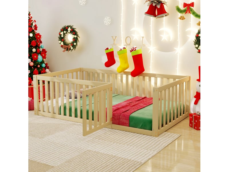  Lit enfant au sol 90x200 avec barrière et portillon evryae  - Conforama B