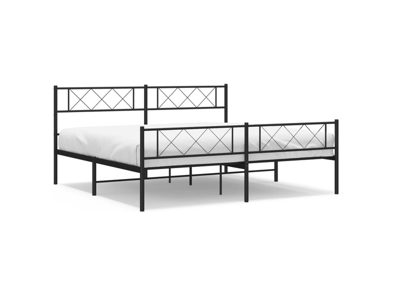  Lit double- lit adulte -  cadre de lit métal sans matelas avec pied de lit noir 180x200cm  - Conforama A