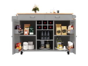 Desserte de cuisine avec casier à bouteilles, roulettes verrouillables et rangement latéral, mdf gris, 102×45×92 cm