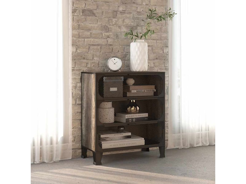  Armoire de rangement, rangement bureau gris 72x36x82 cm métal et mdf  - Conforama B