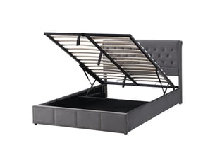 Lit coffre 140x190 cm BEAOK   coloris gris