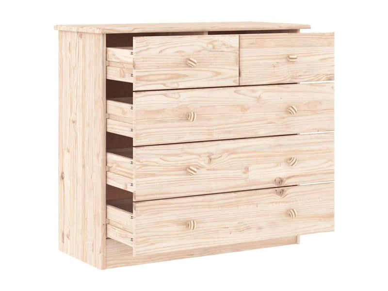  Commode chambre adulte, armoire à tiroirs alta 77x35x73 cm bois massif de pin  - Conforama C