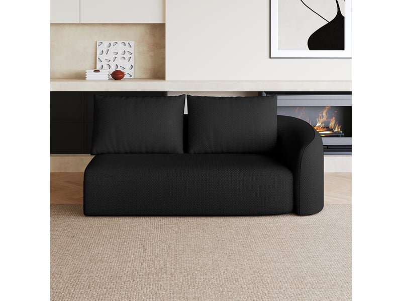  Canapé d’angle droit 2 places prêt à l’emploi  - assise profonde en tissu chenille noir  - Conforama C