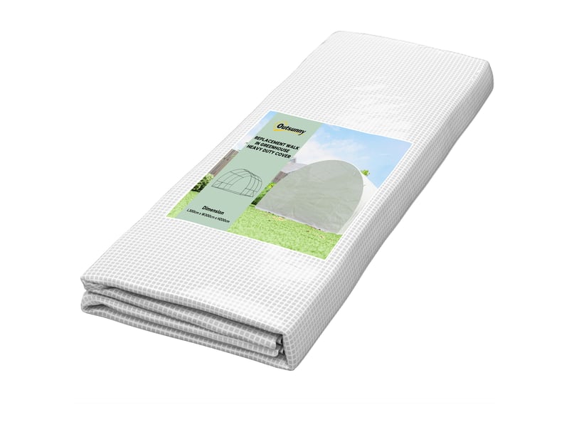 Film de protection pour serre 3 x 3 m, film polyéthylène imperméable avec porte enroulable, 6 fenêtres, protection uv, film seul, blanc - Conforama A