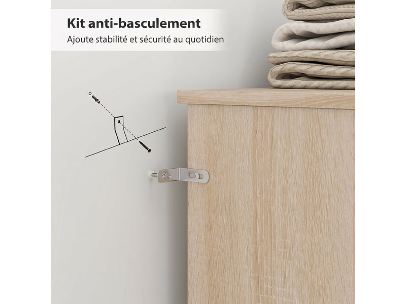  Tête de lit sur pied avec rangements, 160 x 20,2 x 108,2 cm, accessoire de lit 4 compartiments ouverts, bois naturel  - Conforama E