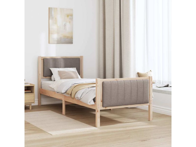  Lit simple- lit adulte -  cadre de lit marron et taupe 80 x 200 cm bois massif en pin  - Conforama C