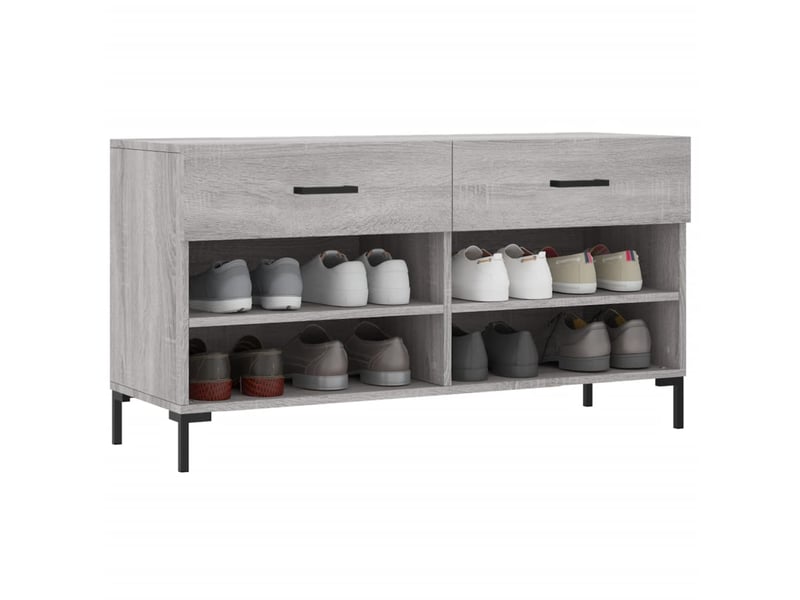  Banc à chaussures, meuble à chaussures sonoma gris 102x35x55 cm bois d'ingénierie shl3210  - Conforama C