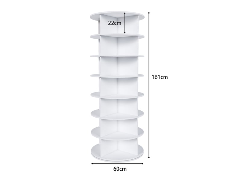  Range-chaussures rotatif 60x60x161 cm 7 niveaux 360° blanc  - Conforama E